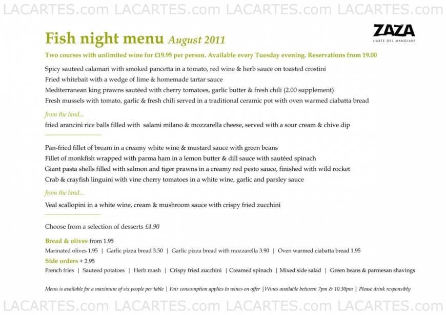  Pricelists of Zaza Italian Restaurant Bushey 27 High Street - Photo 5 of 5
