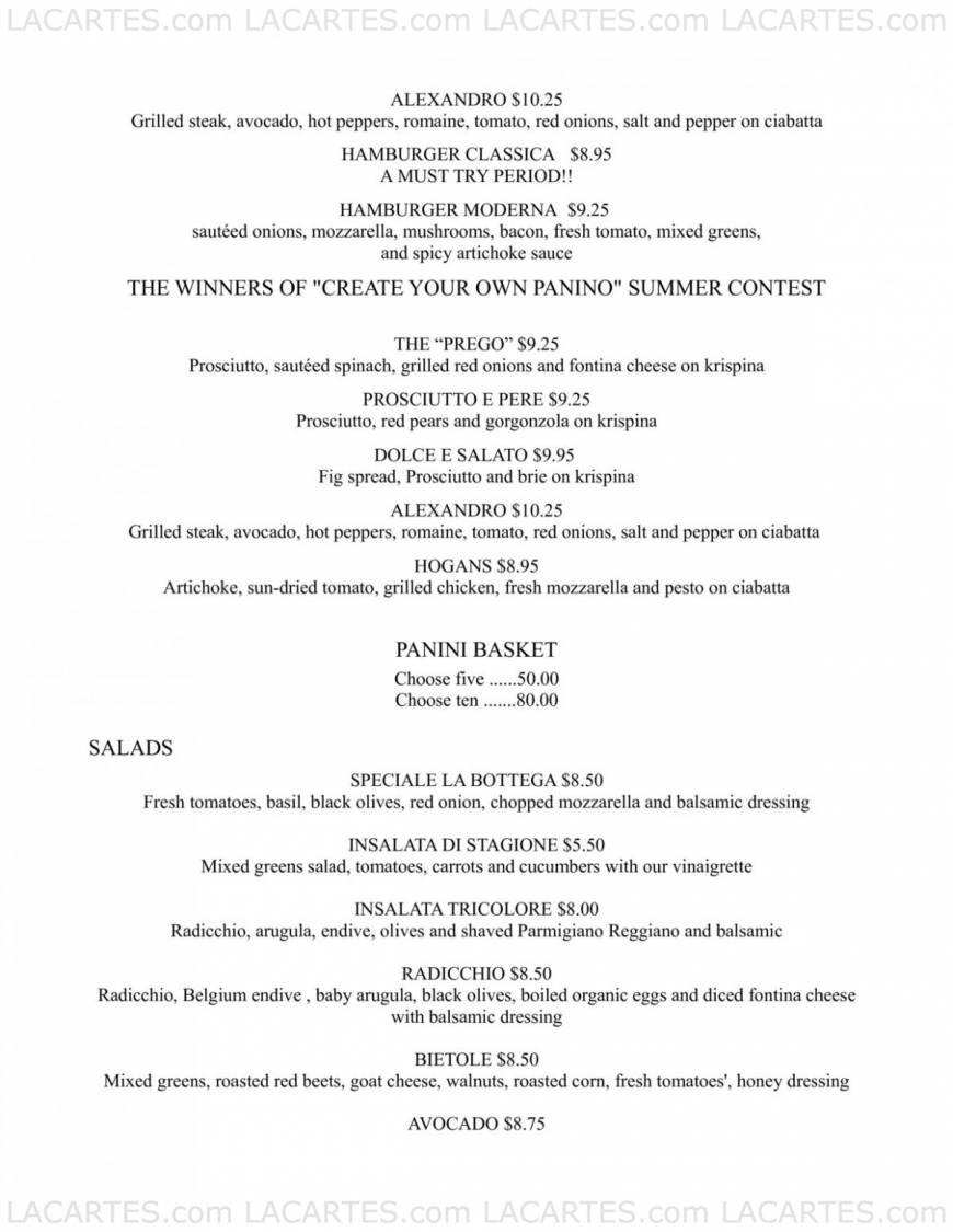  Pricelists of La Bottega Restaurant - NY 234C Merrick Rd. - Photo 8 of 13