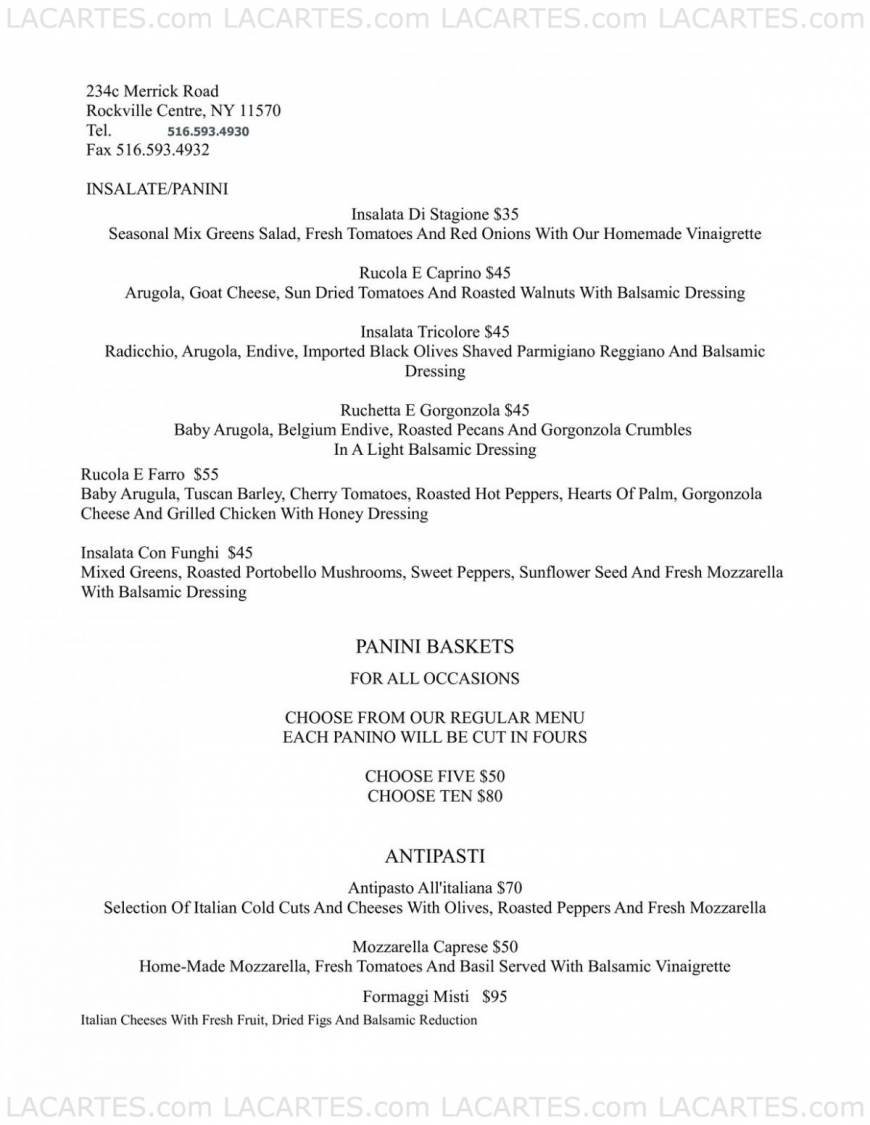  Pricelists of La Bottega Restaurant - NY 234C Merrick Rd. - Photo 11 of 13