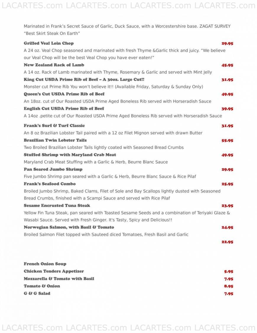  Pricelists of Frank's Steaks - Rockville Centre, NY 54 Lincoln Avenue - Photo 3 of 9