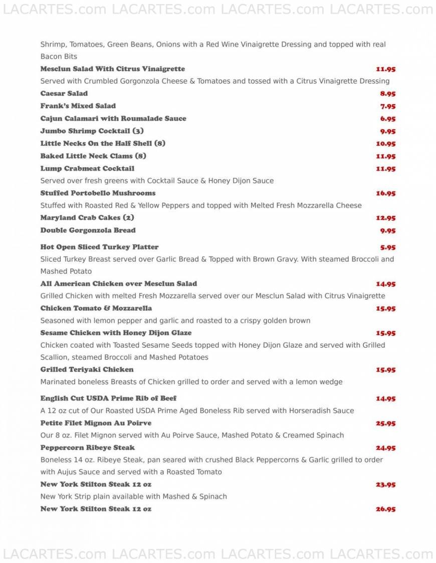  Pricelists of Frank's Steaks - Rockville Centre, NY 54 Lincoln Avenue - Photo 4 of 9