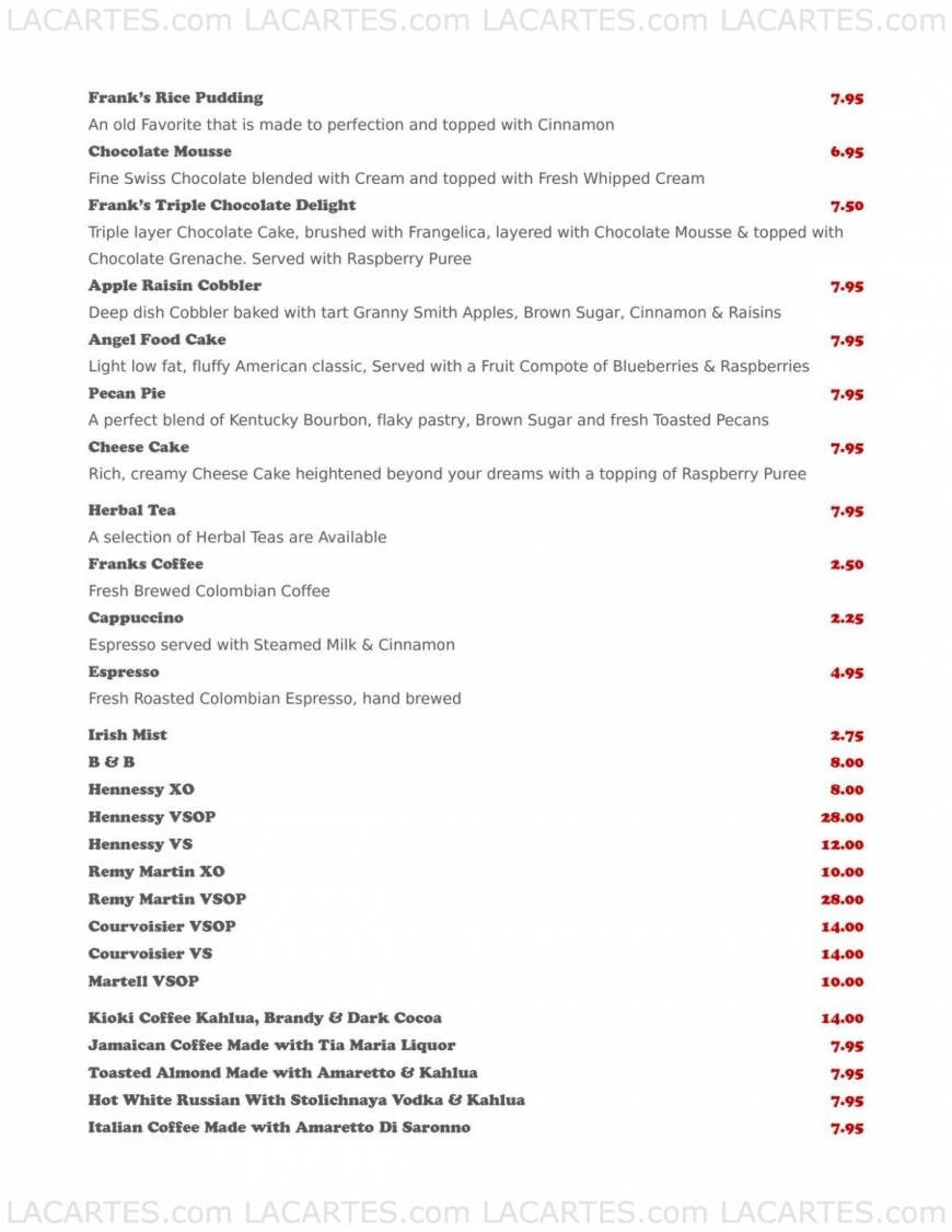  Pricelists of Frank's Steaks - Rockville Centre, NY 54 Lincoln Avenue - Photo 7 of 9