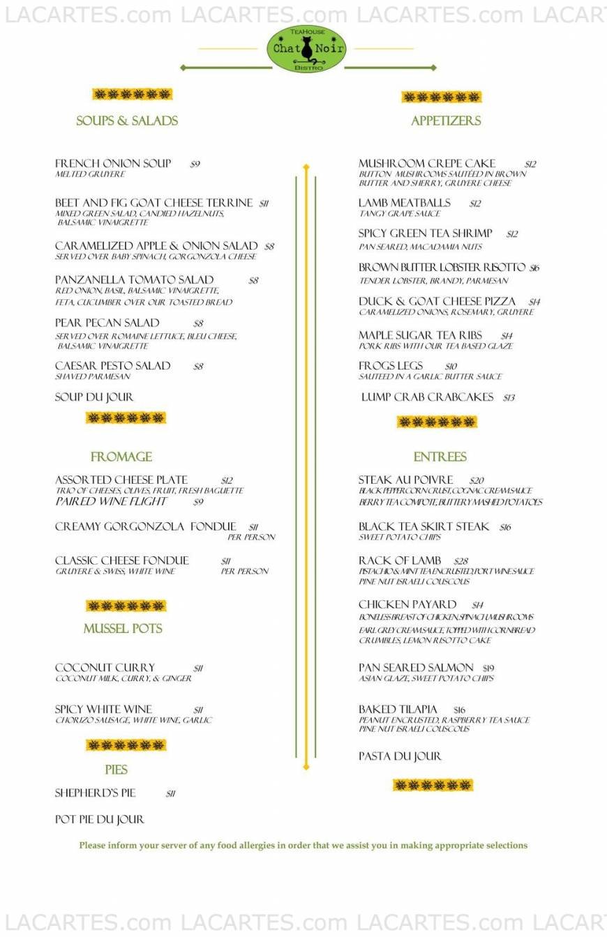  Pricelists of Chat Noir Patisserie & Tea House - NY 230 Merric Road - Photo 1 of 3