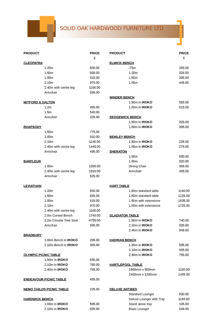  Pricelists of Solid Oak Hardwood Furniture 8a Park View West Industrial Estate - Photo 1 of 8