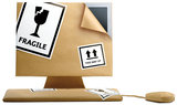 home computer wrapped up in brown paper on a white background, Man With Van Canonbury, Canonbury