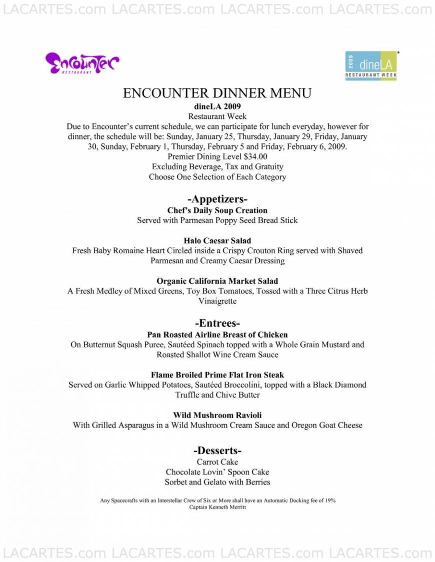  Pricelists of Encounter Restaurant 209 World Way Los Angeles International Airport - Photo 1 of 10