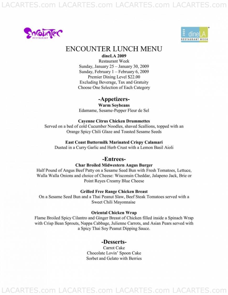  Pricelists of Encounter Restaurant 209 World Way Los Angeles International Airport - Photo 2 of 10