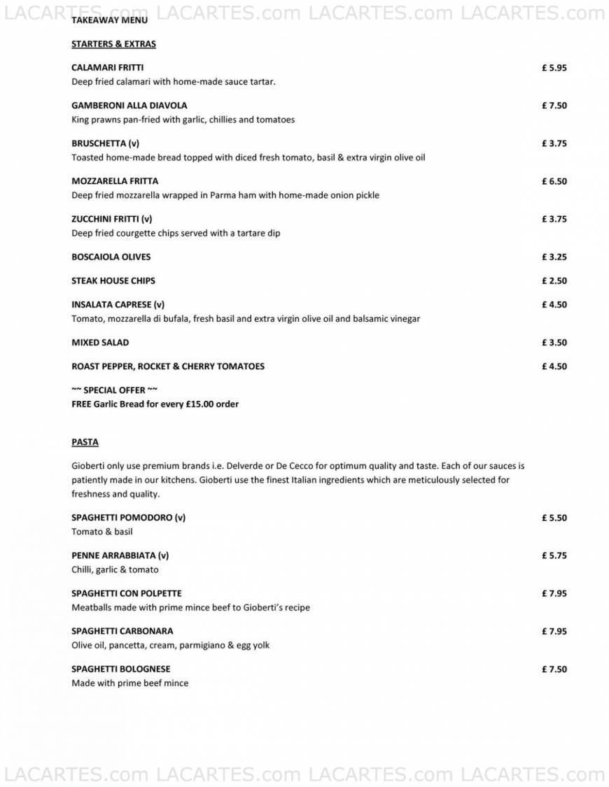  Pricelists of Gioberti's 117B High Street Wanstead - Photo 9 of 11