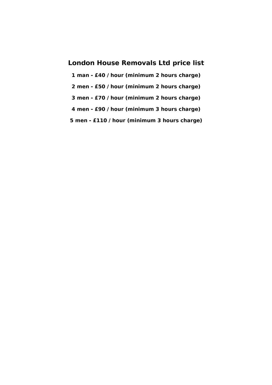  Pricelists of London House Removals Ltd Clive Road - Photo 1 of 1