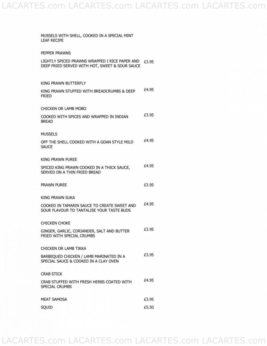  Pricelists of Mintleaf Restaurant 284 High Street - Photo 9 of 15