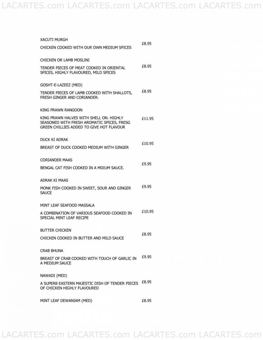  Pricelists of Mintleaf Restaurant 284 High Street - Photo 11 of 15