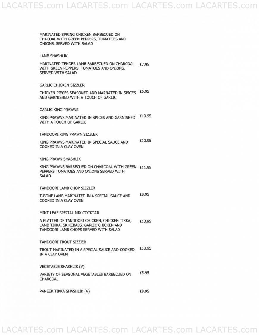  Pricelists of Mintleaf Restaurant 284 High Street - Photo 14 of 15