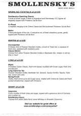 Menus & Prices, Smollenskys Restaurant, Canary Wharf