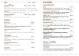 Menus & Prices, The Bar, Chelmsford