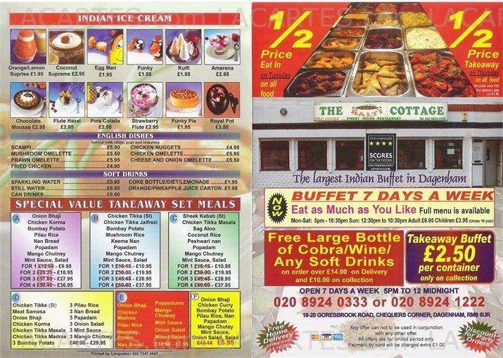  Pricelists of THE BALTI COTTAGE INDIAN RESTAURANT 18-20 GORESBROOK ROAD   - Photo 1 of 2