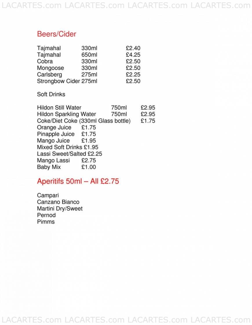  Pricelists of BHANGRA BEAT 49 Chigwell Road - Photo 2 of 3