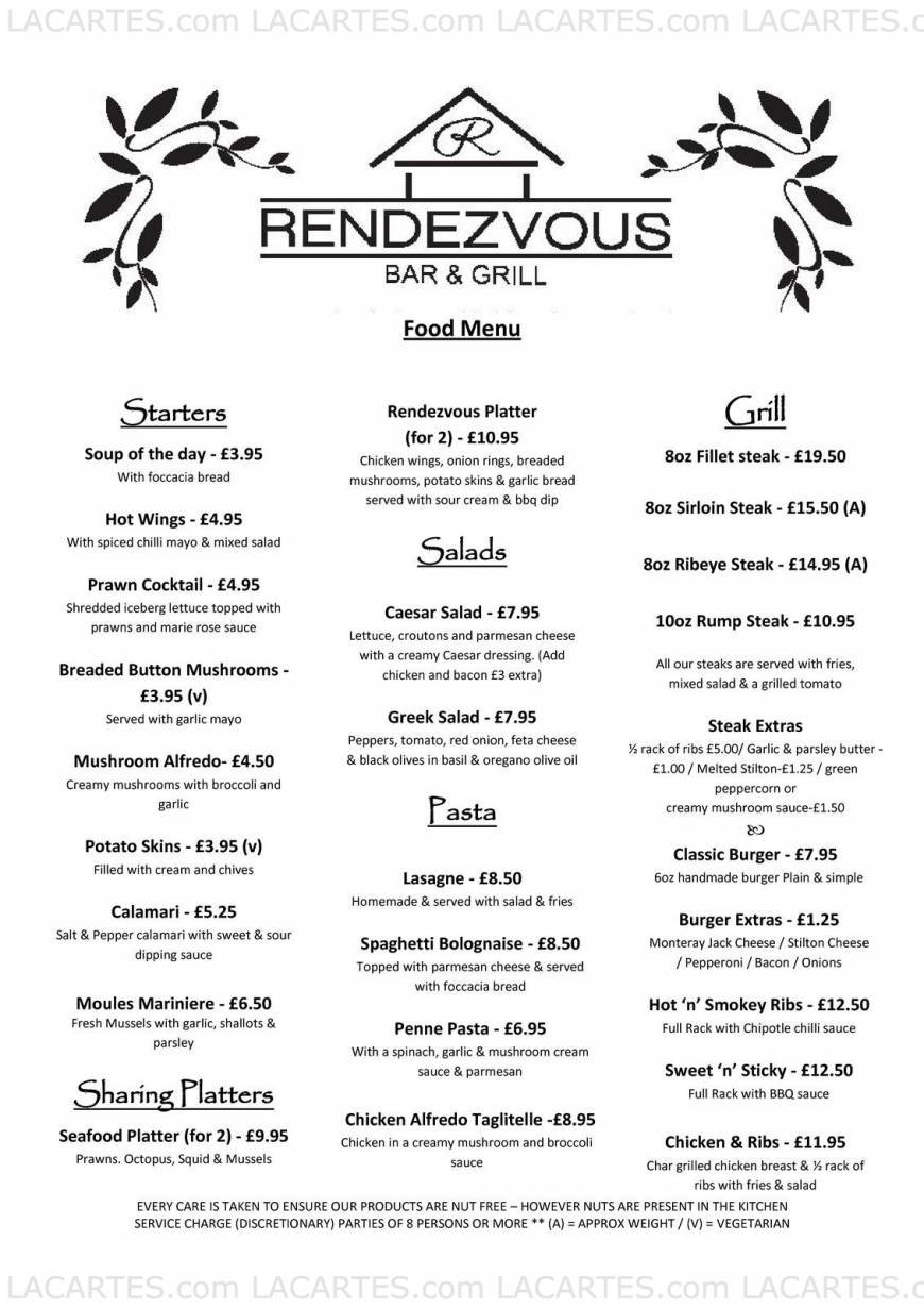  Pricelists of Rendezvous Bar and Grill 1149 High Road Chadwell Heath  - Photo 1 of 11