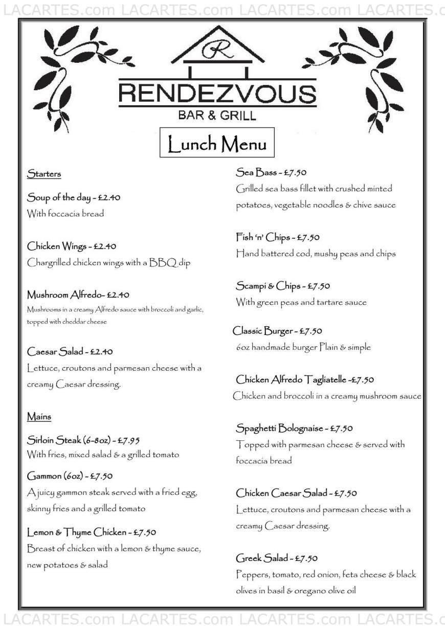  Pricelists of Rendezvous Bar and Grill 1149 High Road Chadwell Heath  - Photo 7 of 11