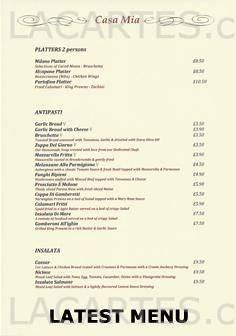 Pricelists of Casa-Mia Restaurant 19a High Road - Photo 1 of 4