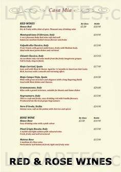  Pricelists of Casa-Mia Restaurant 19a High Road - Photo 2 of 4