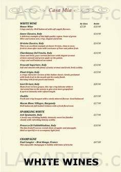  Pricelists of Casa-Mia Restaurant 19a High Road - Photo 3 of 4