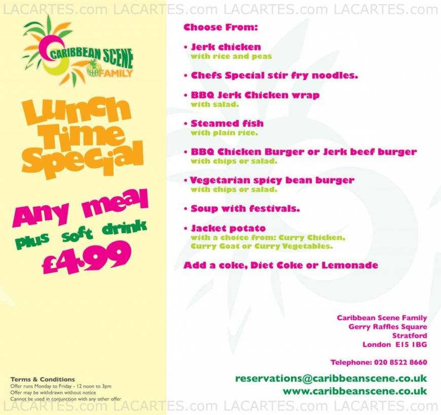  Pricelists of Caribbean Scene Stratford Gerry Raffles Square Stratford   - Photo 2 of 2