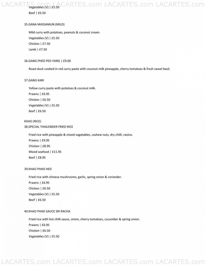  Pricelists of Thailander Restaurant 7-9 Leytonstone Road  Maryland point, Stratford    - Photo 6 of 11
