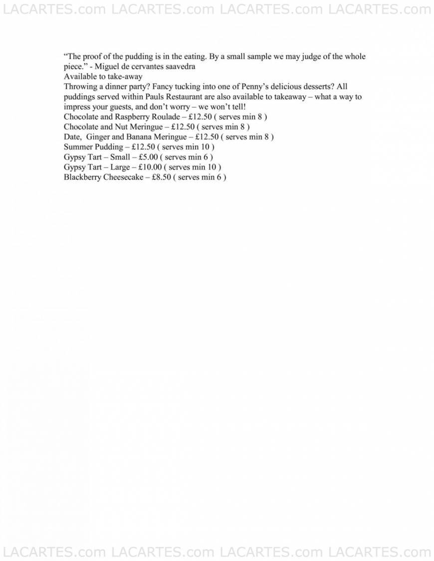  Pricelists of Pauls Restaurant - Folkestone 2a Bouverie Road West - Photo 3 of 3
