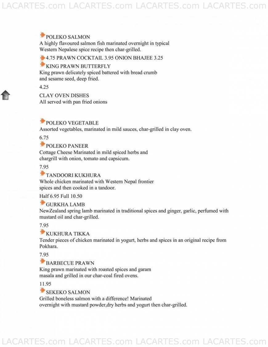  Pricelists of Gurkha Restaurant - Nepalese Cuisine Folkestone 97 Enbrooke Valley - Photo 2 of 8