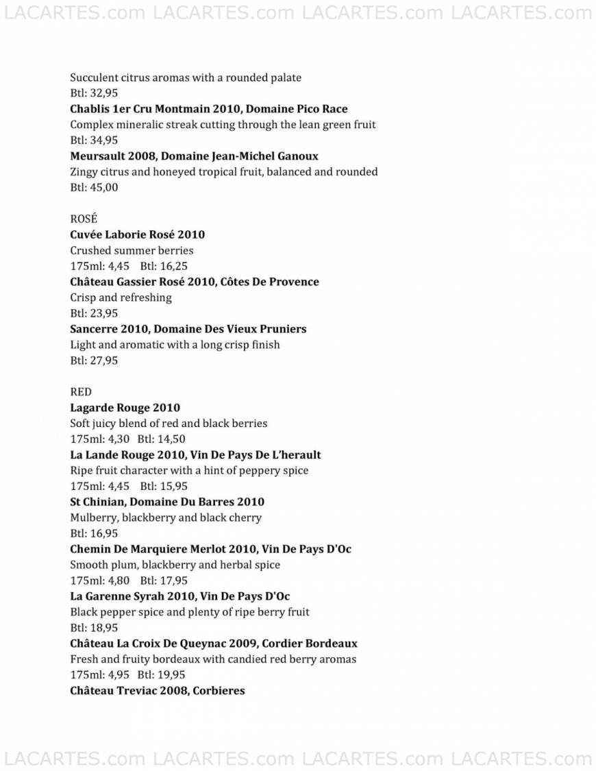  Pricelists of Cote Restaurant - Cambridge 21-24 Bridge Street - Photo 2 of 6