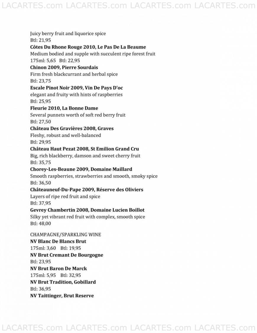  Pricelists of Cote Restaurant - Cambridge 21-24 Bridge Street - Photo 3 of 6