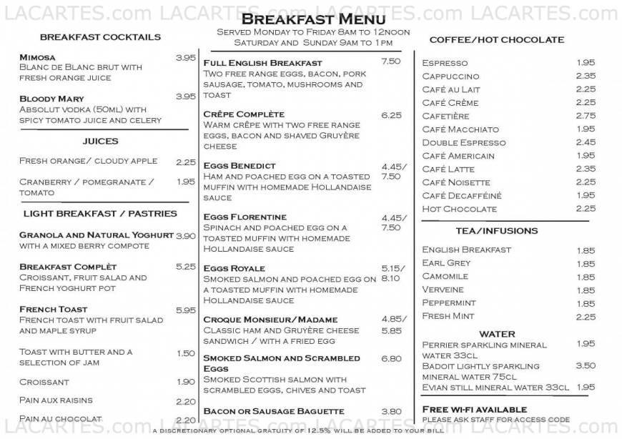  Pricelists of Cote Restaurant - Cambridge 21-24 Bridge Street - Photo 5 of 6