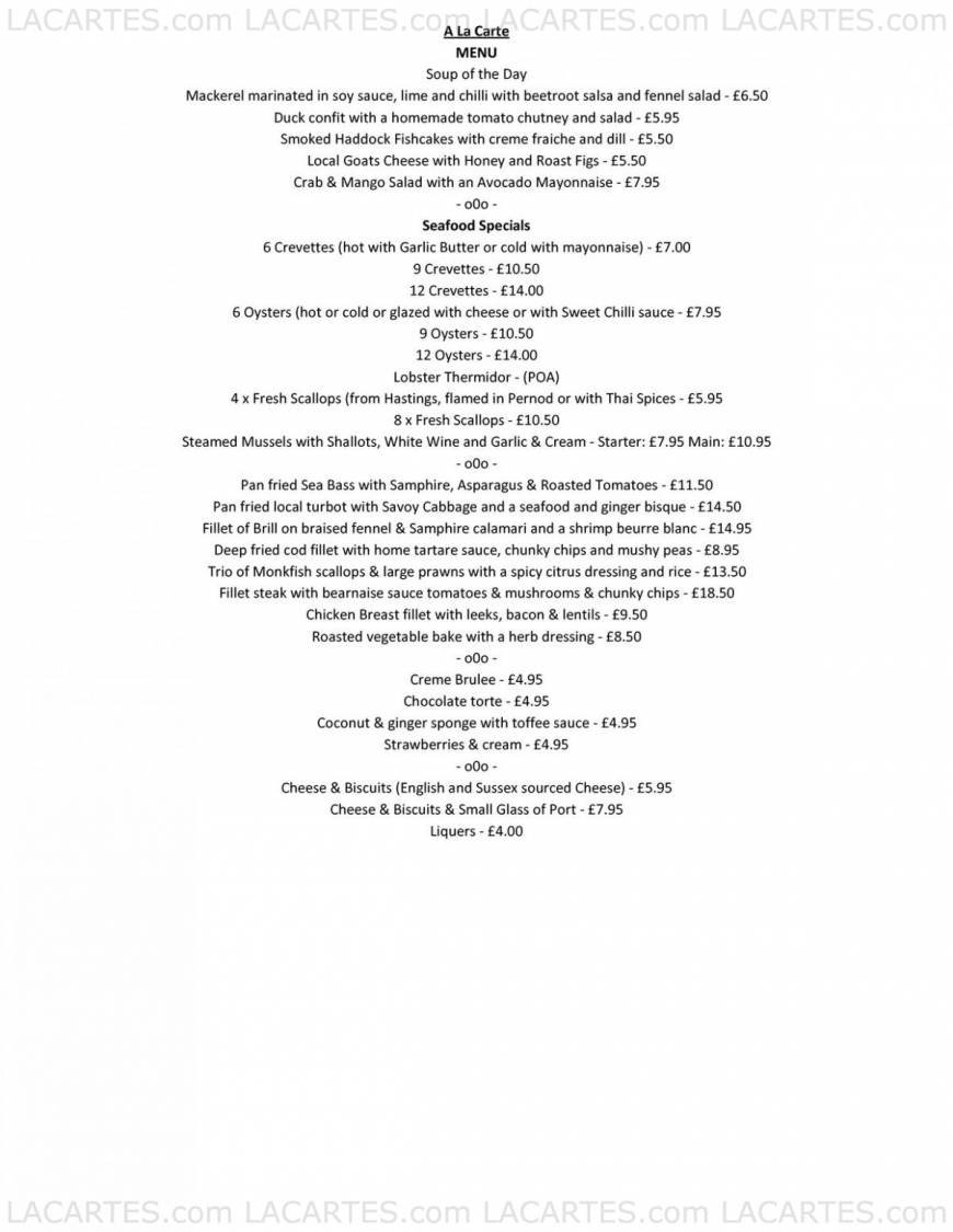  Pricelists of Simply Seafood 4 High Street Westham   - Photo 1 of 3