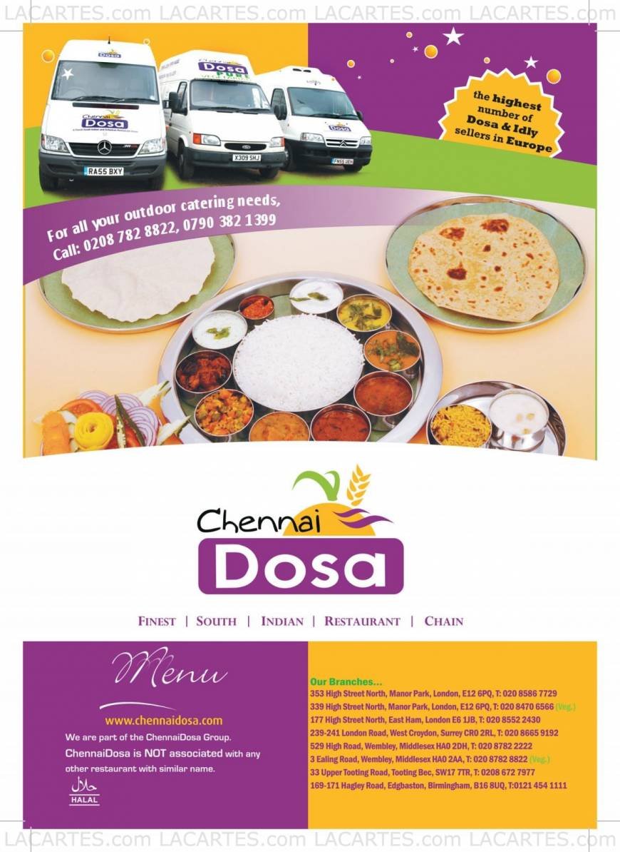  Pricelists of Chennai Dosa East Ham 177 High Street North East Ham  - Photo 1 of 3