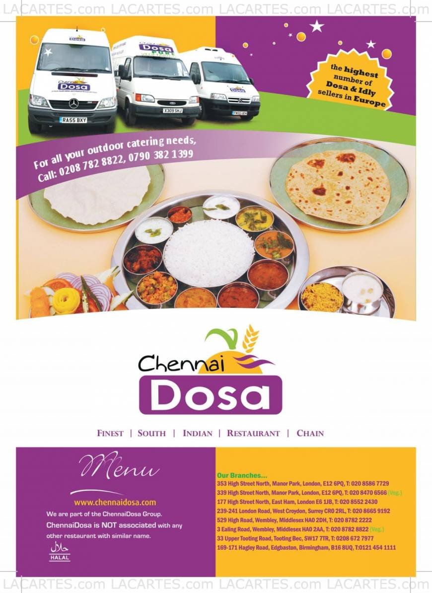  Pricelists of Chennai Dosa East Ham 177 High Street North East Ham  - Photo 3 of 3