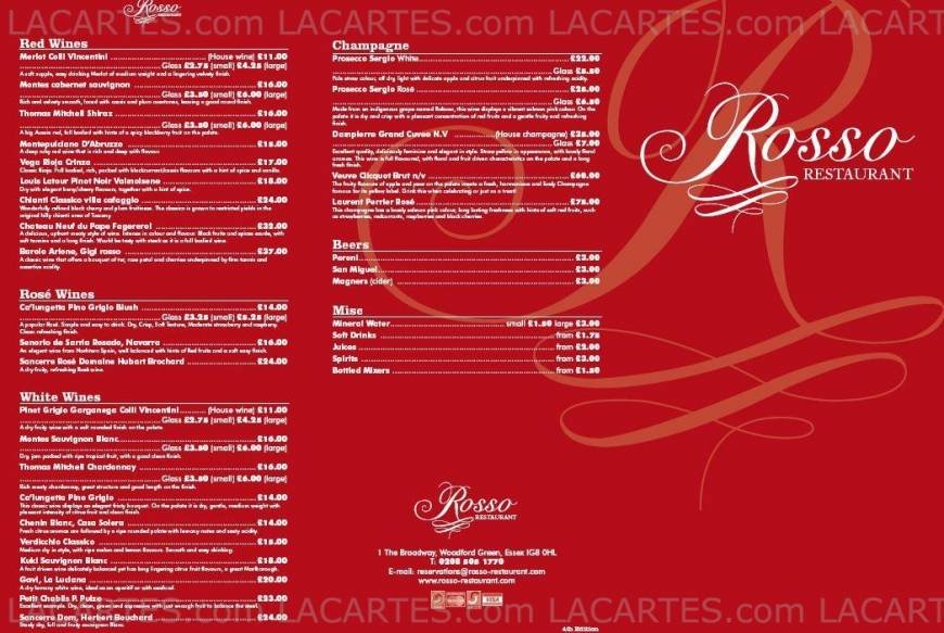  Pricelists of Rosso Restaurant - Woodford Green 1 The Broadway - Photo 2 of 3