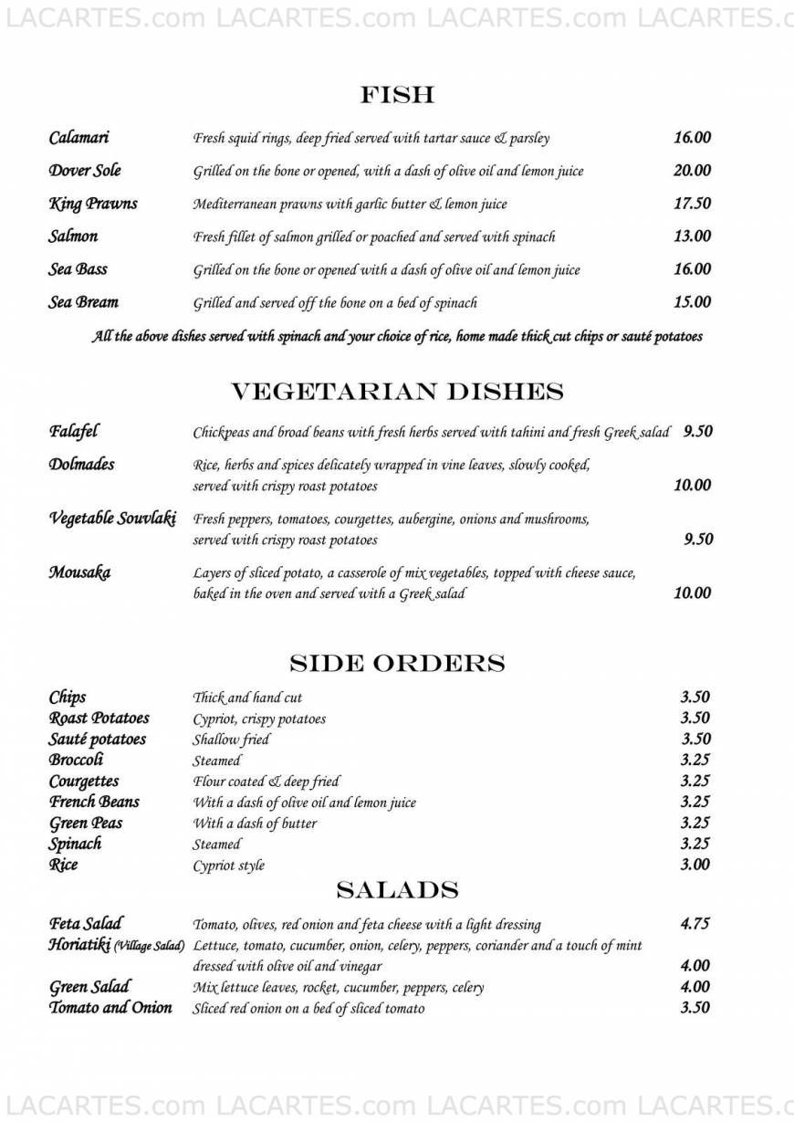  Pricelists of Demetris Greek Restaurant & Bar 24 The Broadway  - Photo 3 of 4