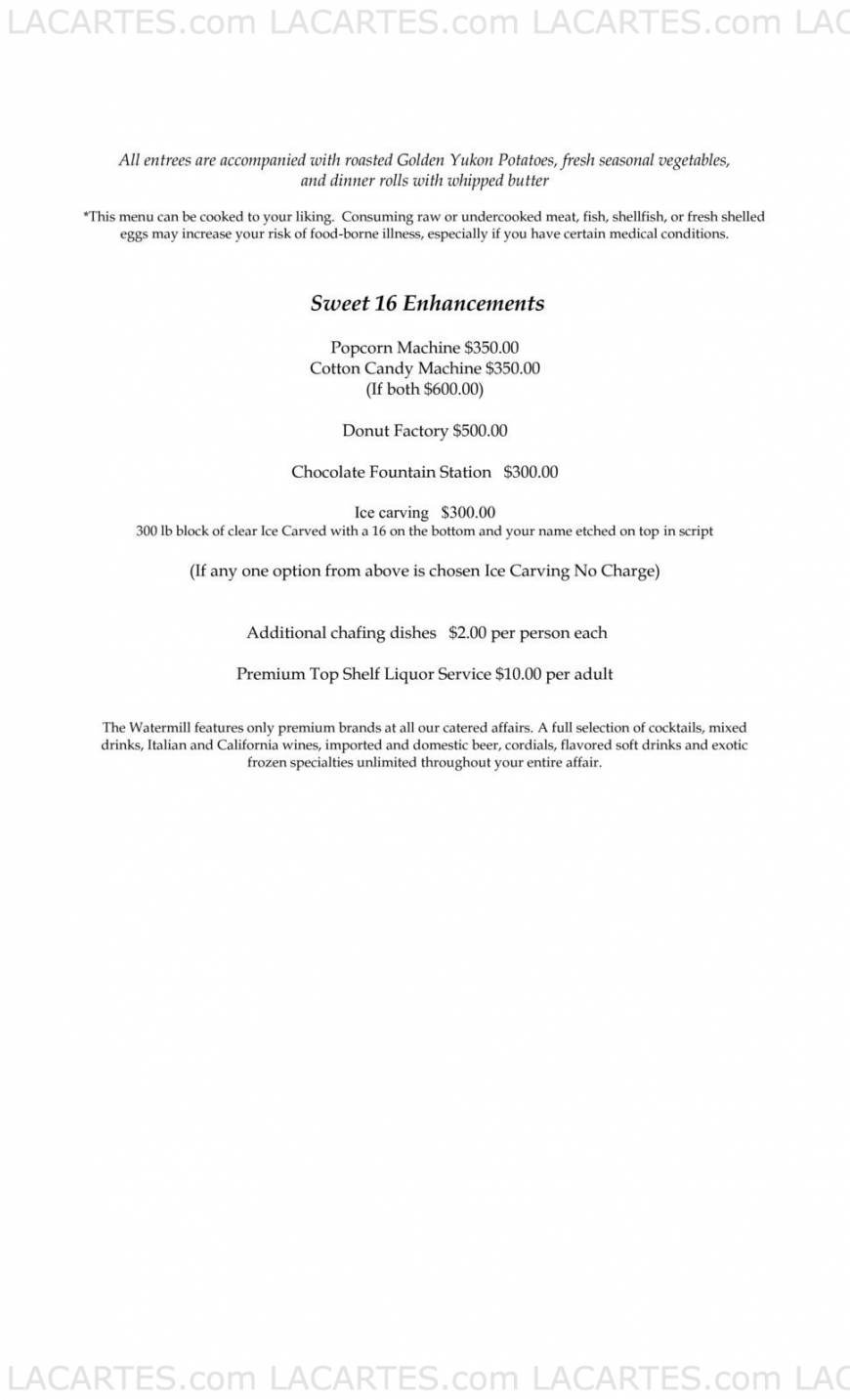  Pricelists of Watermill Caterers - NY 711 Smithtown Bypass, - Photo 2 of 26