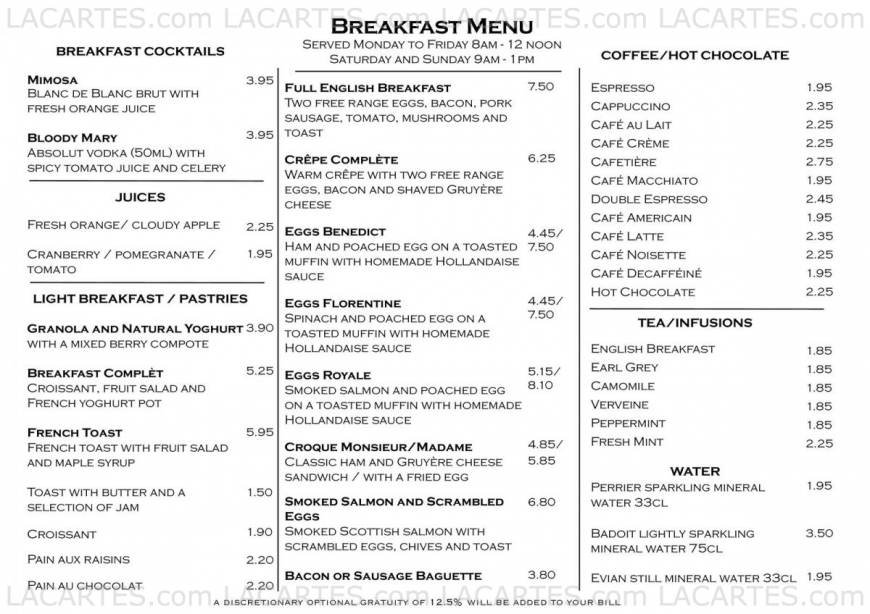 Pricelists of Cote Restaurant 8 High Street - Photo 2 of 6