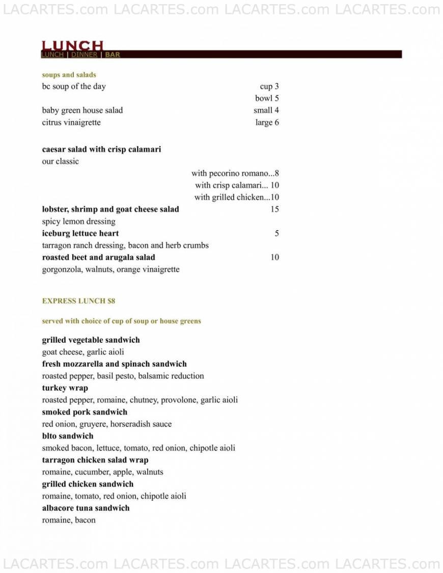  Pricelists of BC Restaurant - NY 247 West Fayette Street Suite 100 - Photo 1 of 4