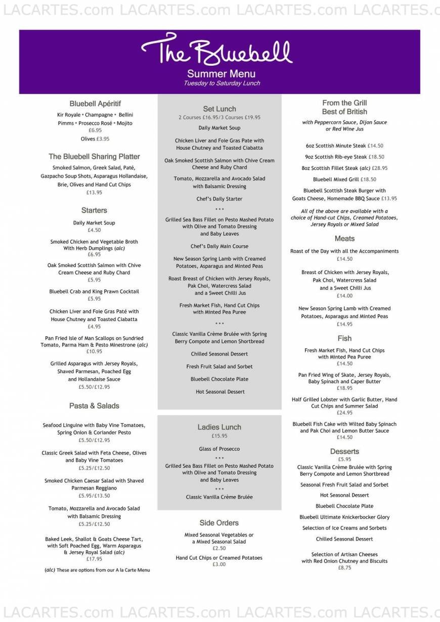  Pricelists of The Bluebell Restaurant 117 High Road - Photo 3 of 9