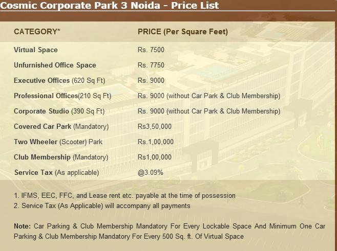  Pricelists of Cosmic Corporate Park 3 Noida A-17, Sector-16, UP - Photo 1 of 1