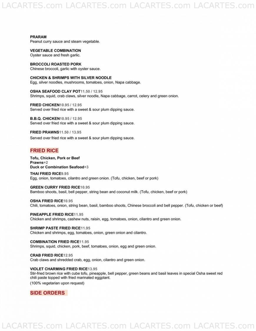  Pricelists of Osha Thai Restaurant-Geary St. 696 Geary Street - Photo 7 of 9