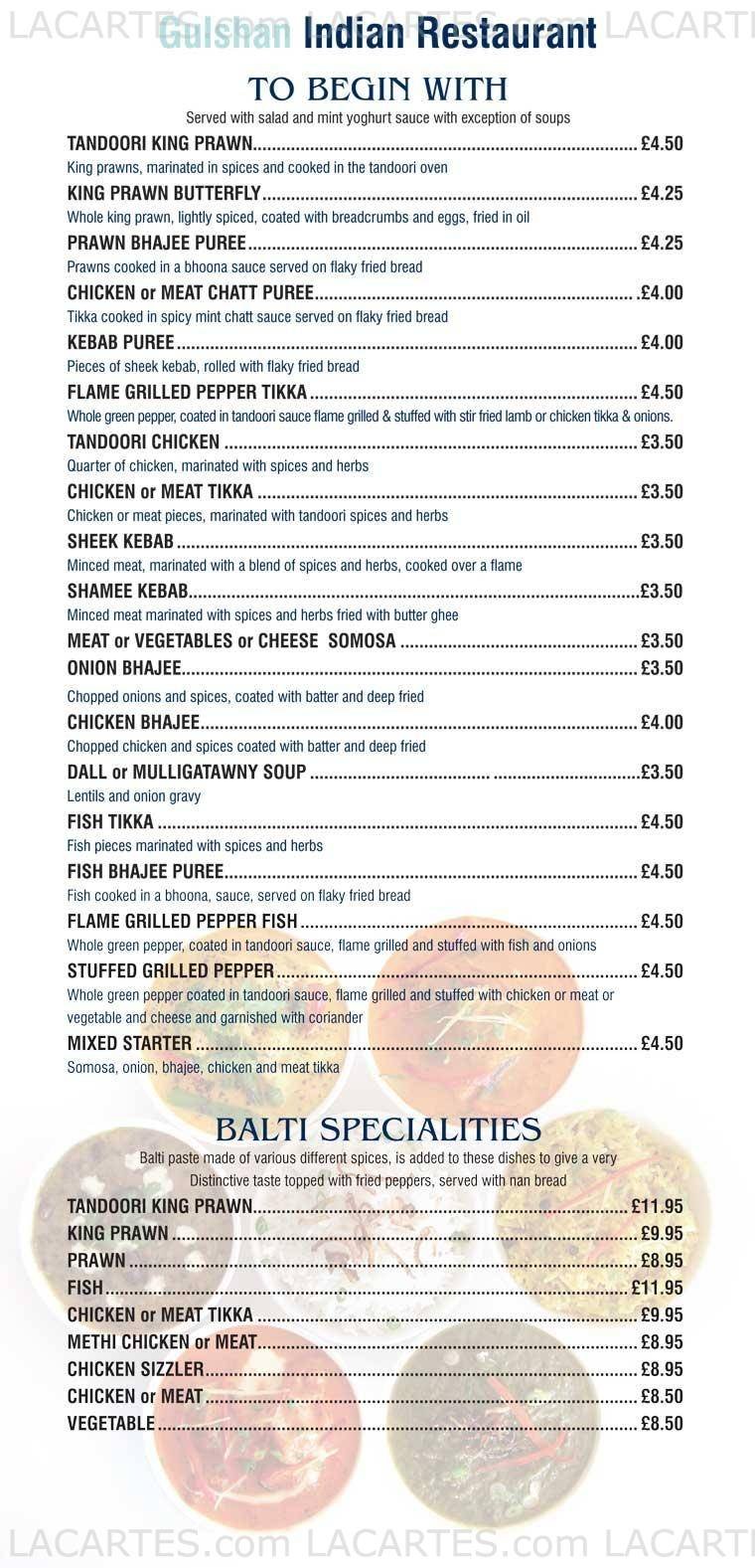  Pricelists of Gulshan Restaurant Chelmsford 32-33 New Street   - Photo 1 of 11