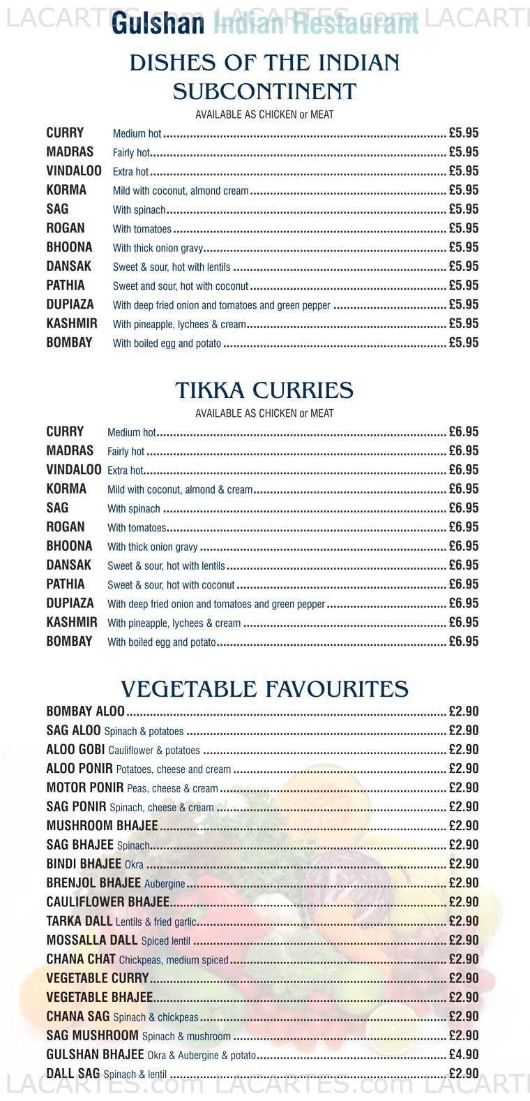  Pricelists of Gulshan Restaurant Chelmsford 32-33 New Street   - Photo 6 of 11