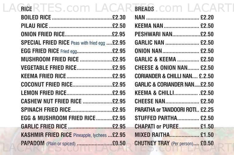  Pricelists of Gulshan Restaurant Chelmsford 32-33 New Street   - Photo 7 of 11