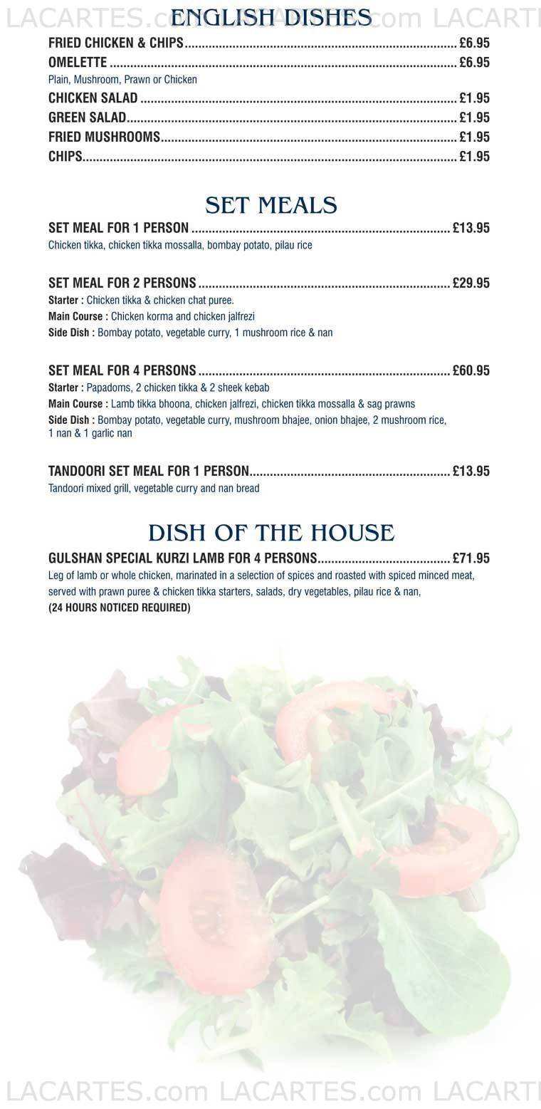  Pricelists of Gulshan Restaurant Chelmsford 32-33 New Street   - Photo 8 of 11