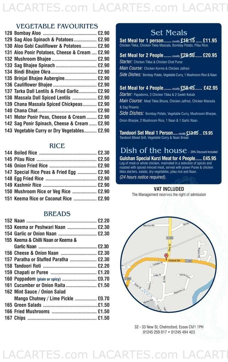 Pricelists of Gulshan Restaurant Chelmsford 32-33 New Street   - Photo 11 of 11