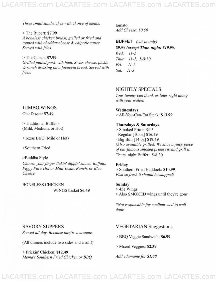  Pricelists of Piggy Pats B-B-Q - NY 3955 Edgebrook Pl. - Photo 2 of 5