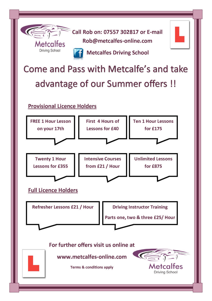 Pricelists of Metcalfe's Driving School Canterbury Road - Photo 1 of 1